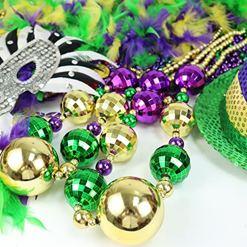 Mardi Gras 44 Inch Jumbo Bead Necklace (2PCs)