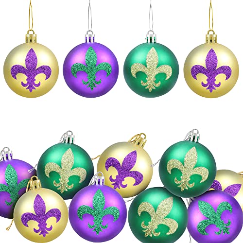 Mardi Gras Balls Ornaments for Tree-12Pcs