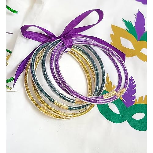 Mardi Gras Bangle Bracelets-6PCS