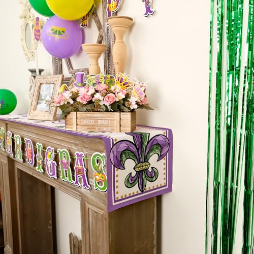Mardi Gras Carnival Table Runner 13x72 Inches