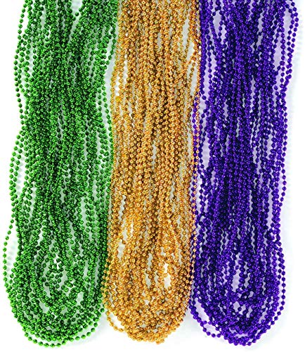 Mardi Gras Beads 33 Inches Long 7mm Thick (72 Pack Bulk)