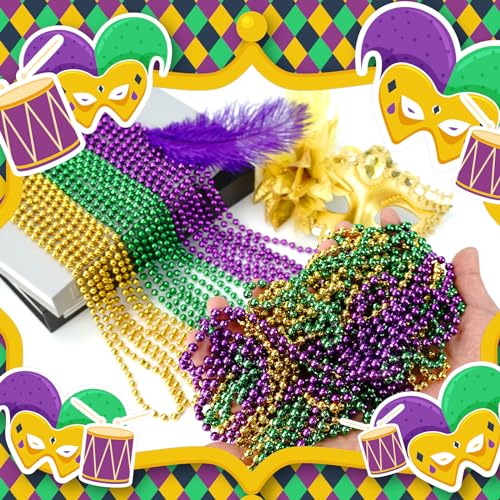 Mardi Gras Beads-15Pcs 33” 7 mm