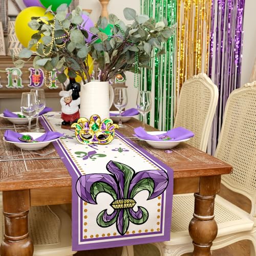 Mardi Gras Carnival Table Runner 13x72 Inches